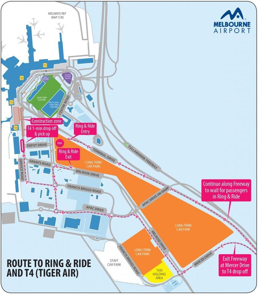Melbourne flugvöllur t4 kort