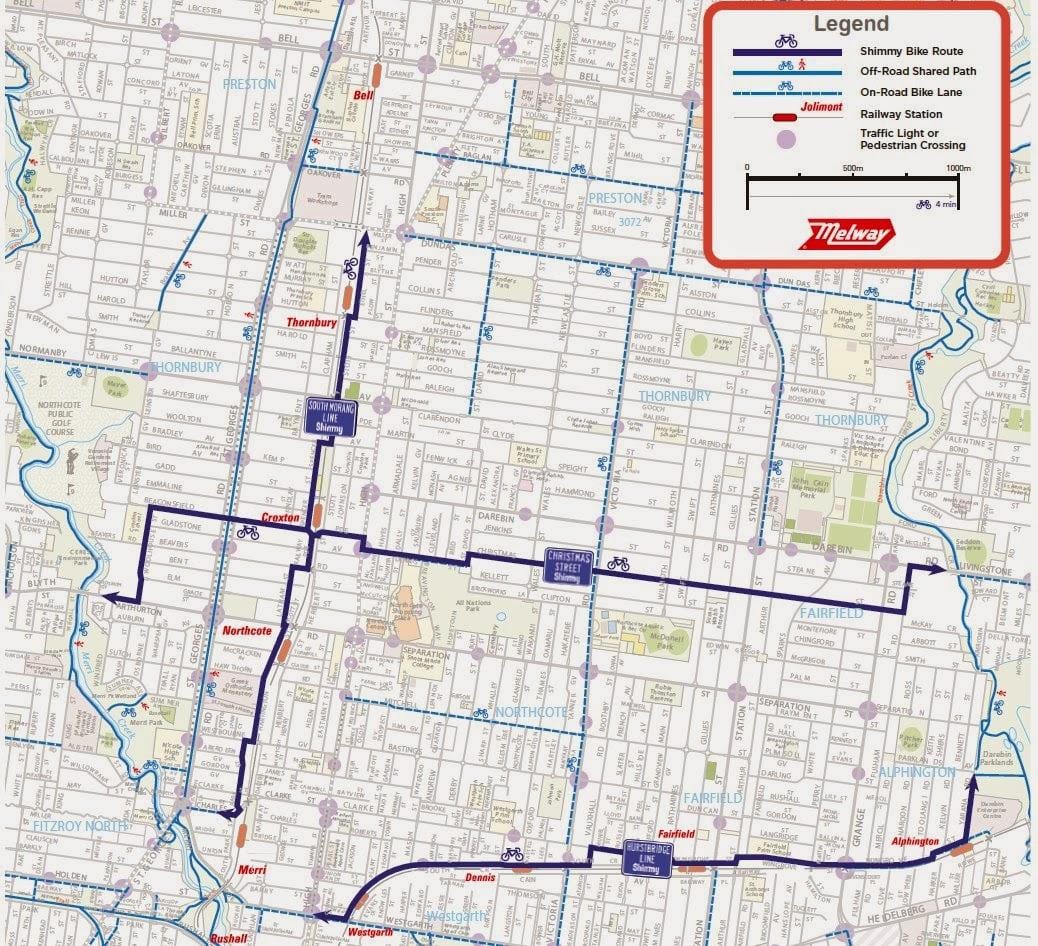 kort af Melbourne hjólinu deila