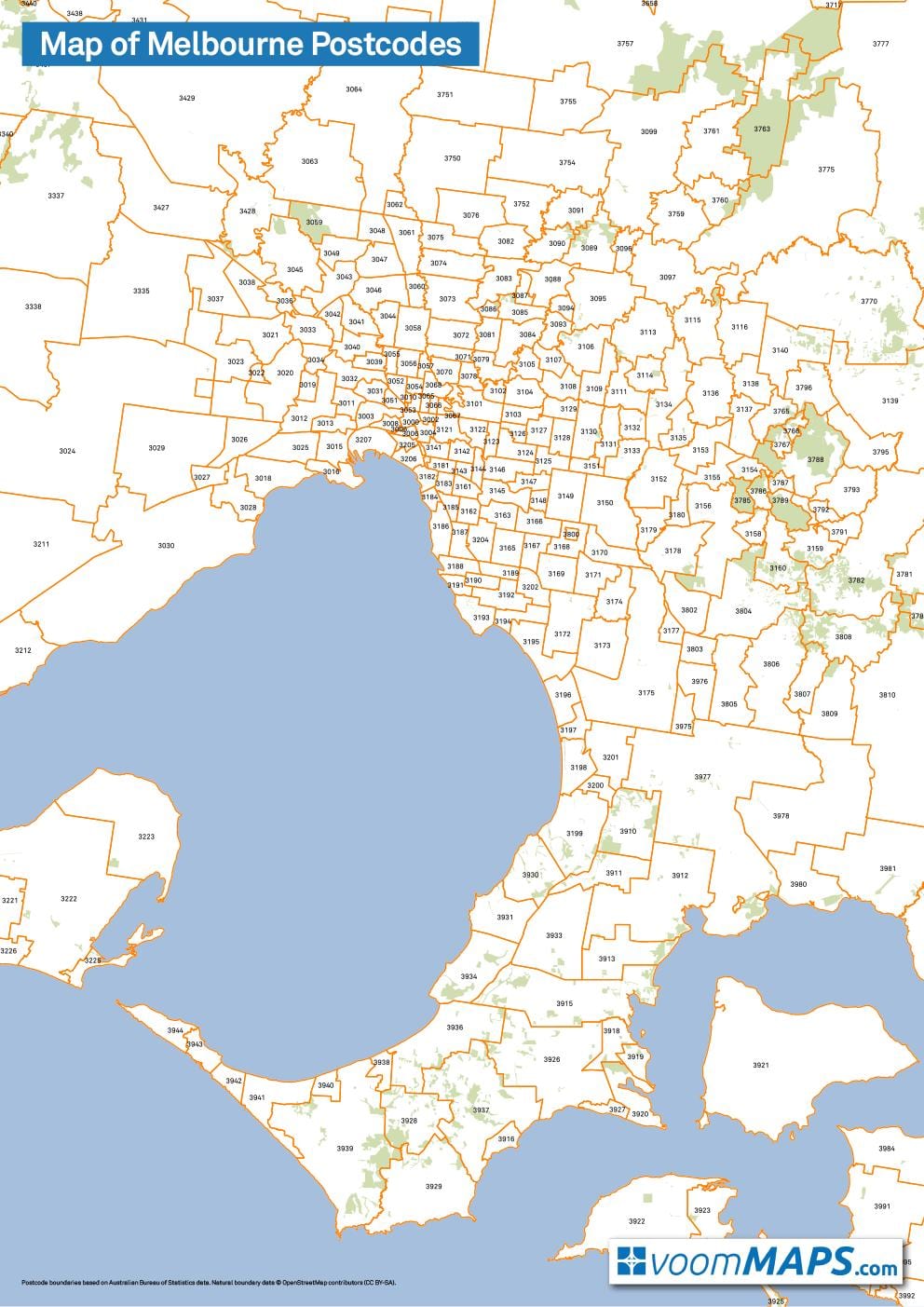 kort af póstnúmer skal Melbourne
