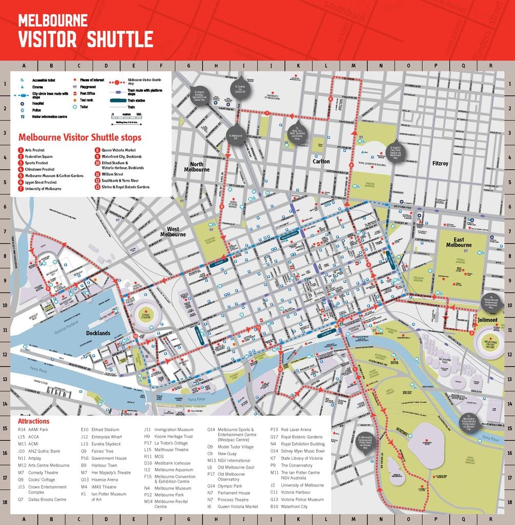 Melbourne borg staðir kort