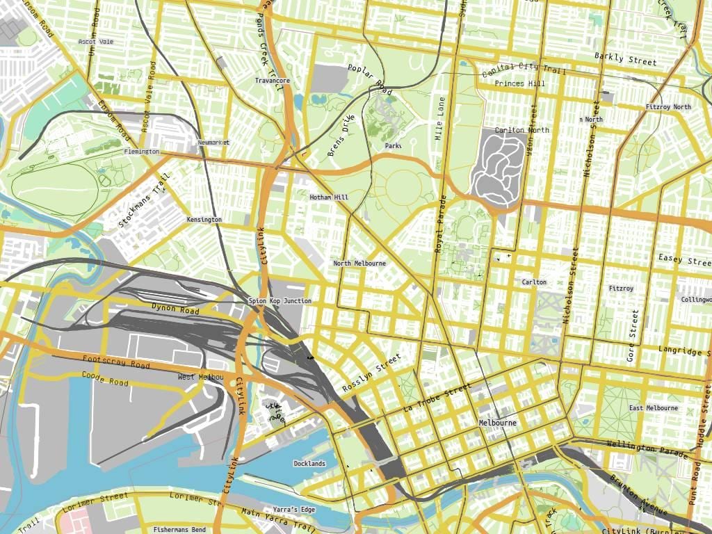 kort af Konunglega Melbourne sjúkrahús