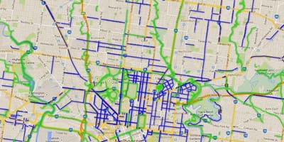 Melbourne hjólinu kort