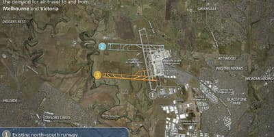 Kort Melbourne flugvöllur