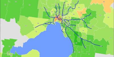 Kort af viðskiptahverfi Melbourne
