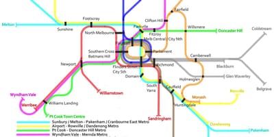 Næsta lest kort Melbourne