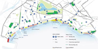 Kort af Melbourne ströndum