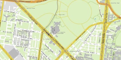 Kort af Konunglega barnaspítalann Melbourne